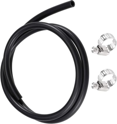 Lubrificerende rubber slang 6 mm x 9 mm x 1 m met 2 klemmen voor irrigatie en tuingebruik, zwart