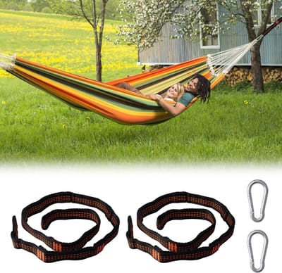 Dailygoods- Hangmatbevestiging 500 kg draagvermogen - Ophangset 1 m - Verstelbare Riemen - 6 Lussen - Duurzaam Polyester - Eenvoudige Installatie - Hangmatriemen