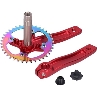 ZK‑22 Pédalier de Vélo Alliage d'Aluminium 38T Vitesse Unique Manivelle Plateau Accessoire rouge