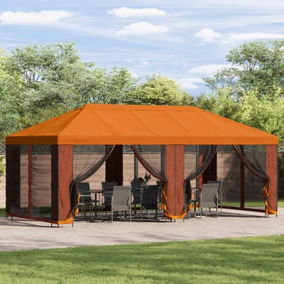 vidaXL - Tuinpaviljoen - 6 - x - 3 - m - Oranje - Polyester - en - Staal - 190 - gsm
