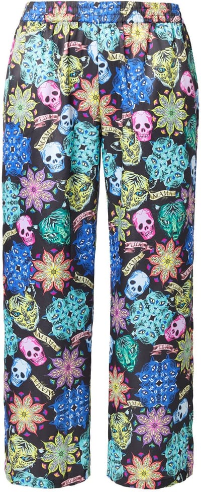 Angel of Style - Dames - Broek rechte pijpen doodshoofdmotief - Zwart - Maat 44