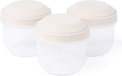 Amuse Rikko Oat Snackbox set - 185ml - Set van 3 lekvrije Snackdoosjes - Transparante Bewaardoosjes - BPA-vrij Fruitbakje - Sluit gemakkelijk - Beige