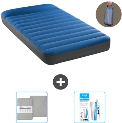 Intex Luchtbed - 1-Persoons - 99 x 191 x 22 cm - Blauw - Inclusief pomp - Hoeslaken en Reparatieset