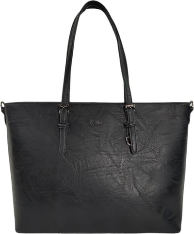 Qischa® - Grote schoudertas - handtas - luxe Skai leder - geschikt voor A4 map/laptop. Extra hoog. Ideaal te gebruiken voor school of werk - zwart