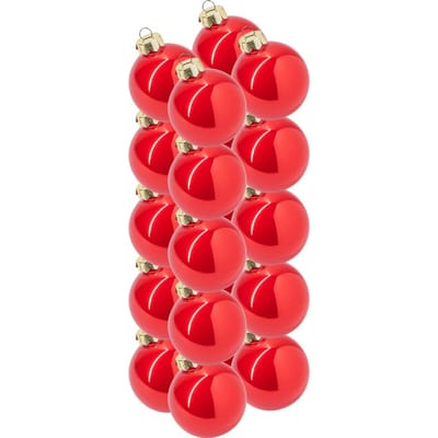 Kerstballen van glas, Ø 6cm - Rood