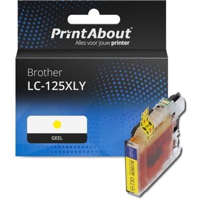 PrintAbout huismerk Inktcartridge LC-125XLY Geel Hoge capaciteit Geschikt voor Brother