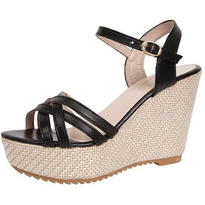 Mode sleehak sandalen voor dames zomer nieuwe casual comfortabele antislip platform hakken elegante feestschoenen voor dames 40 zwart