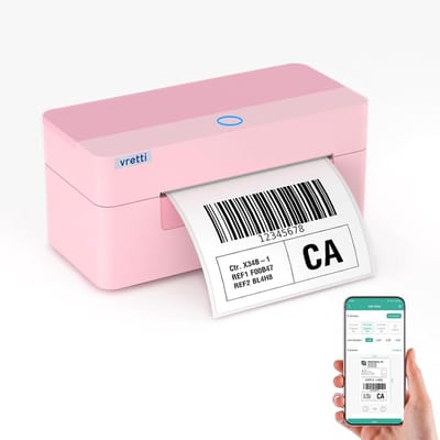 Label Printer - Thermische Printer - Verzendlabels Printen - Dubbele Verbinding - 10.3 cm Breed - Roze