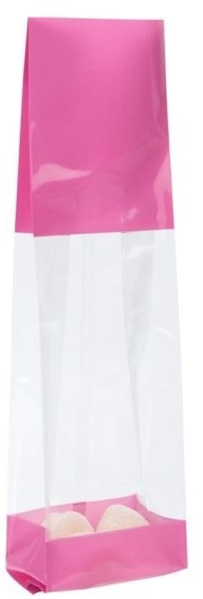 Bedrukte Zakken Roze 6,7x4,8x27,3cm met zijvouw (100 stuks)