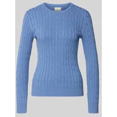 Gebreide pullover met kabelpatroon en labelstitching