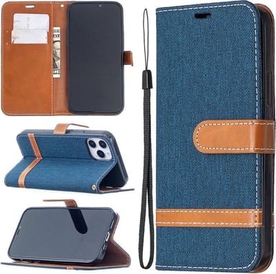 Coverup Hoesje - Geschikt voor iPhone 12 / 12 Pro Hoesje - Coverup Denim Book Case - Blauw