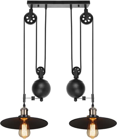 Industriële Hanglamp Vintage Slaapkamer E27 Kroonluchter 2 Lampen voor Woonkamer Keuken Café Zwart