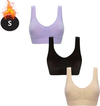 Bovista BH Set Zonder Beugel - Zonder Bandjes - Push-up Bh's - Comfort Beha - Comfortabel - Sterk - Dames - 3 Pack - Gemengd 3 - Maat S