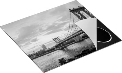 Chefcare Inductie Beschermer Manhattan Bridge Brug in New York - Zwart Wit - 60x50 cm - Afdekplaat Inductie - Kookplaat Beschermer - Inductie Mat
