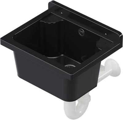 QLS Gootsteen Zwart 42x34x24 cm van Kunststof - Inclusief Sifonset - voor Tuin en Wasruimte 10867