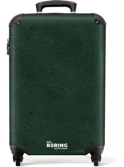 NoBoringSuitcases.com - Koffer - Lederen look mos groen - Past binnen 55x40x20 cm en 55x35x25 cm - Trolley handbagage - Valiezen met wieltjes volwassenen - Reiskoffer op wielen - Rolkoffer lichtgewicht