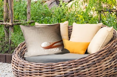 Buitenkussens - Tuin - Lepel - Rijst - Hout - Beige - 50x30 cm