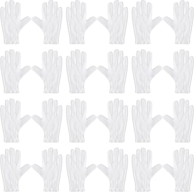 longziming -12 Paar Katoenen Handschoenen - Witte Hydraterende Handschoenen - Herbruikbaar en Wasbaar - Voor Handverzorging, Nachtgebruik en Dagelijks Gebruik