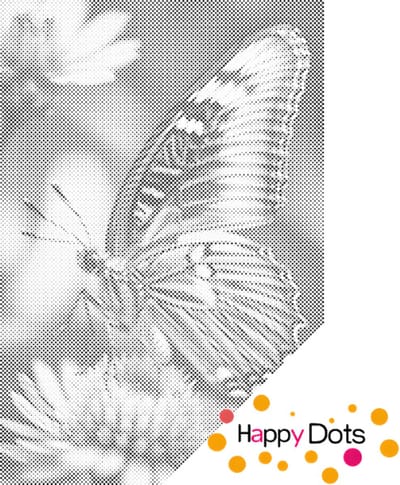 HappyDots DOT Painting Vlinder op bloem 60x80cm - Stippelschilderij