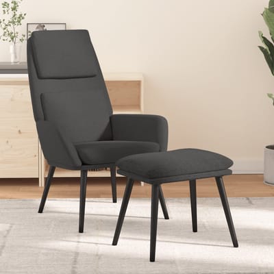vidaXL - Relaxstoel - met - voetenbank - stof - donkergrijs