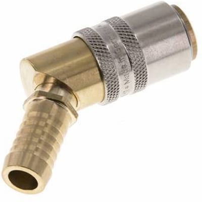 Messing DN 9 Tempereerkoppeling Snelkoppeling 13 mm Slangpilaar 45-deg
