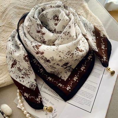 Magnetische sluiting doekjes - 70cm - katoen-linnen halsdoekjes - comfortabele nekwarmer - elegant en veelzijdig te combineren - ook te gebruiken als blouse, sjaal of decoratieve accessoire -Katoen Handdoek - Tribal Coffee