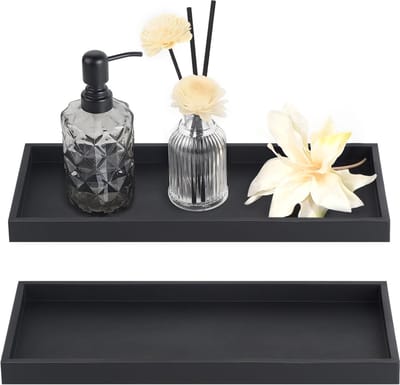 Goodivery ® Elegante Set van 2 Zwarte Siliconen Decoratieve Rechthoekige Dienbladen voor Badkamer