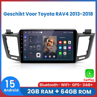 Awesafe Geschikt voor Toyota RAV4 (2013 t/m 2018) - 2+64GB 4 Core - 10.1 inch Android 15.0 CarPlay Autoradio - Draadloos CarPlay & Android Auto - Bluetooth & WiFi - GPS Navigatie - 2013 2014 2015 2016 2017 2018