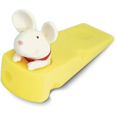 Butoir de porte dessin animé en forme d'animal mignon, cale de porte décorative sans perforation pour la maison, le bureau, blanc