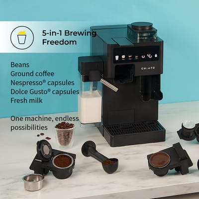 CHiATO coffeePLAY 5-in-1 Koffiemachine bonen met melksysteem - Grijs