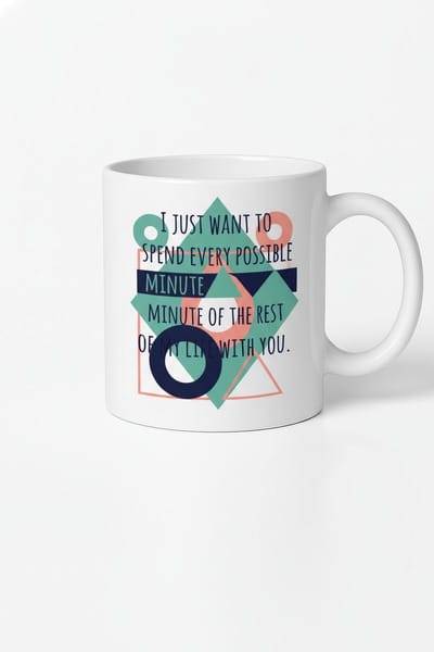 Design Mok 'Elke Mogelijke Minuut met Jou' - Romantische Liefdesmok met Geometrische Print