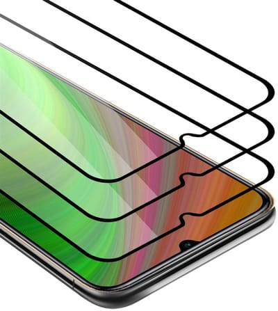 Cadorabo 3x Screenprotector geschikt voor Xiaomi RedMi 10X 5G / RedMi 10X PRO 5G Volledig scherm pantserfolie Beschermfolie in TRANSPARANT met ZWART - Getemperd (Tempered) Display beschermend glas in 9H hardheid met 3D Touch