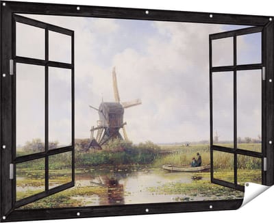 Gards Tuinposter Doorkijk In ’t Gein bij Abcoude - Willem Roelofs - 180x120 cm - Tuindoek - Tuindecoratie - Wanddecoratie buiten - Tuinschilderij