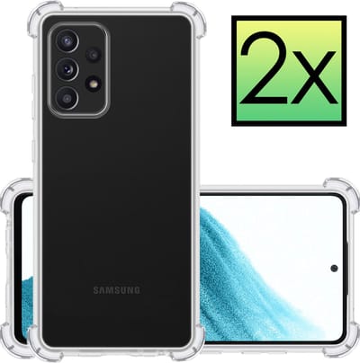 Hoesje - 2 Stuks - Geschikt voor Samsung Galaxy A53 - Sterk & Shockproof - Siliconen Case - Back Cover - Telefoon Hoes Shock Proof - Transparant
