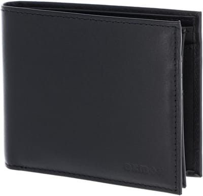 oxmox Leren portemonnee Leather RFID Protect Querscheinbörse Pure 2.0 Embossed Black zwart
