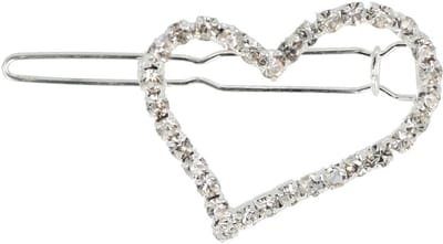 Haarsoires Haarspeld Haarclip 3cm - Hartje Strass Steentjes - Zilver - Hair Clip - Decoratieve Haaraccessoire