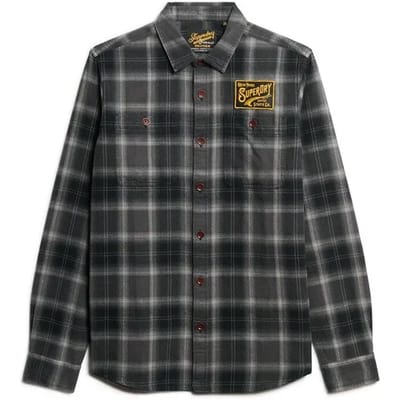 Superdry - Geruit overshirt met borduurwerk - Heren - Lange mouwen shirts