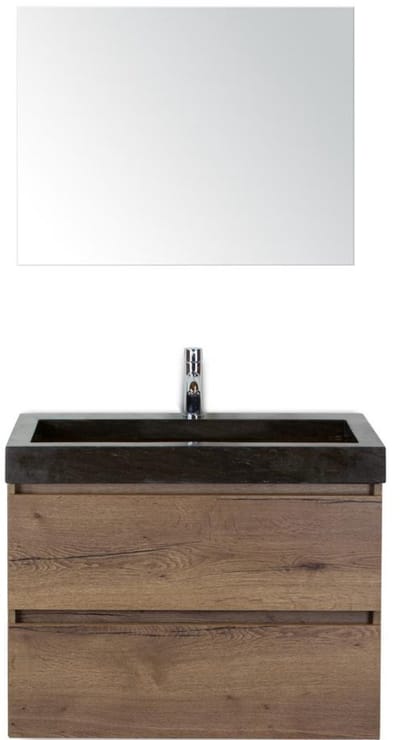 Maxx XL Badmeubelset 80 cm - Tabacco - Wastafel Lucca 1 Kraangat met Spiegel