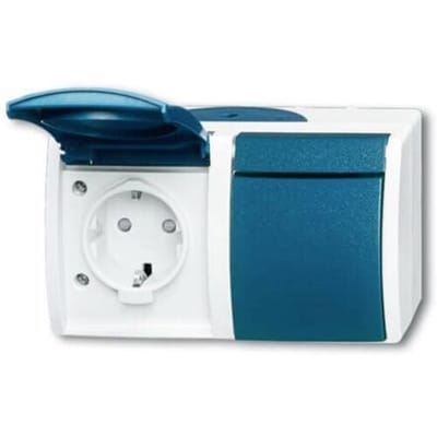 ABB 2CKA002084A0720 Geaard stopcontact Met deksel IP44 Blauw-groen, Grijs-wit (RAL 7035)