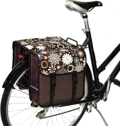 MIRA® Fietstassen met Bloemen - Voor Achterfietsdragers - Fietstassen Dubbel Waterdicht – Bruin - 13cm x 32cm x 32cm