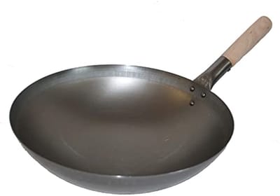 Wok pan 38 cm Ø voor gas en inductie, koolstofstaal