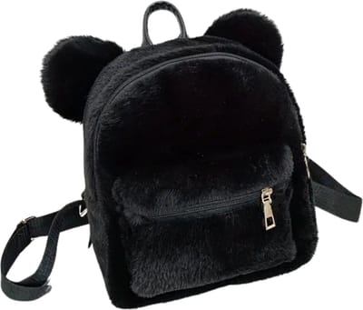 Livano Teddy Tas - Fluffy - Rugzak - Backpack - Schooltas - Dames - Heren - Meisje - Jongens - Zwart