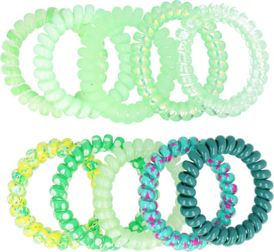 Haarsoires Haarelastieken Invisibobble 5cm - Telefoondraad - Print - Groen - Set van 10 - Spiraal Haar Elastieken - Haarvriendelijk