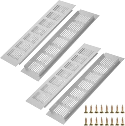 Ventilatieroosters 4 stuks, rechthoekig, 80 mm x 300 mm, voor schoenenkast, badkamer en keuken