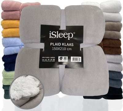 iSleep Plaid Klaas - Heerlijk Zacht - Fleece Deken - Extra Lang - 150x210 cm - Grijs