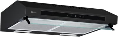 Helvetia Afzuigkap 2 motoren HCT60C39N1 - Zwart - 385 m³/u - meegeleverde koolstoffilters - 2 LED lampen - 13 cm Hoog - Afvoer of recirculatie