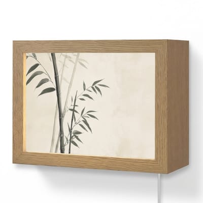 Wandlamp 20x15 cm - Oplaadbaar - Japandi - Bamboe - Beige - Wandlampen binnen woonkamer - Slaapkamer lamp met kabel - Decoratieve nachtlamp - Vloerlamp snoer
