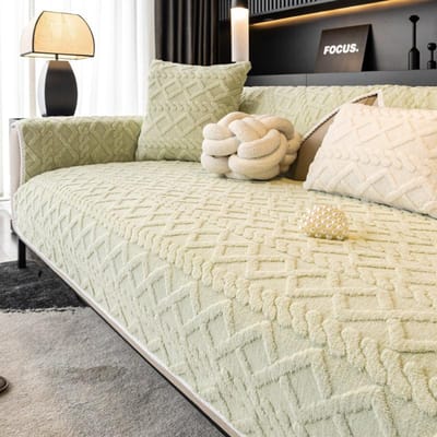 Tapis de canapé en peluche de couleur unie, universel toute l'année, adapté aux animaux de compagnie et résistant aux rayures, housse de canapé antidérapante Armrest70X70cm beige