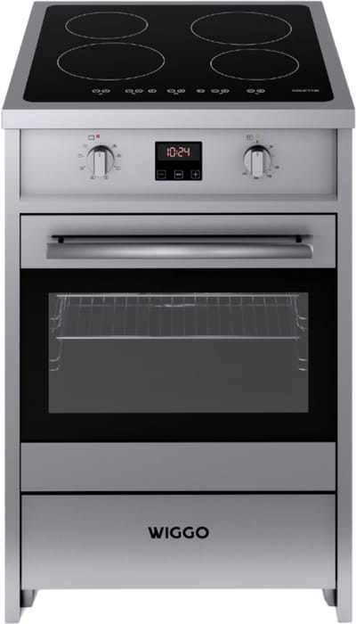 Wiggo WIO-E621A(XX) – Inductie Fornuis – 60 cm – 2 fasen (7.6 kW) – Oven 55L – 50-250°C – Metaal – Inox