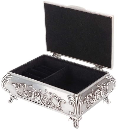Dailygoods- Sieradendoos Antiek - Juwelendoos Bloemenmotief - Make-up-organizer - Cadeau voor Verjaardag - Decoratieve Kist - Vintage Design (9 x 6,5 x 4) - Sieradenkist